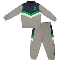 Toddler Colosseum  Heather Gray Notre Dame Fighting Irish Clarence Fleece Quarter-Zip Sweatshirt & Sweatpants Set