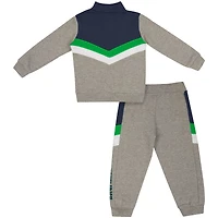 Ensemble sweat-shirt et pantalon de survêtement en polaire Clarence à quart zip pour tout-petit Colosseum Heather Grey Notre Dame Fighting Irish