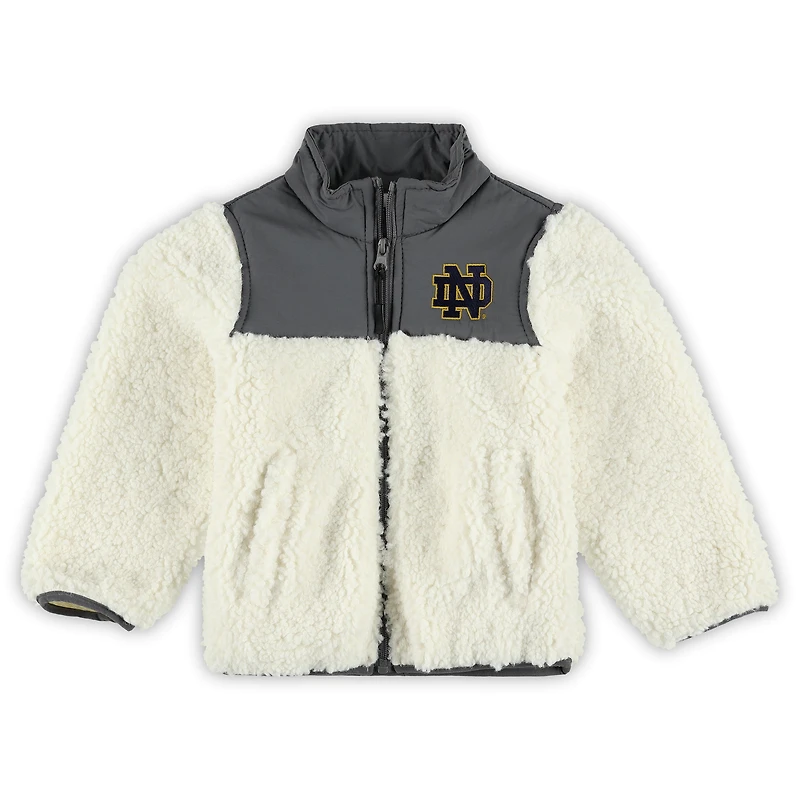 Vêtements pour tout-petits, couleur anthracite, Notre Dame Fighting Irish, veste en Sherpa Teddy, peluche