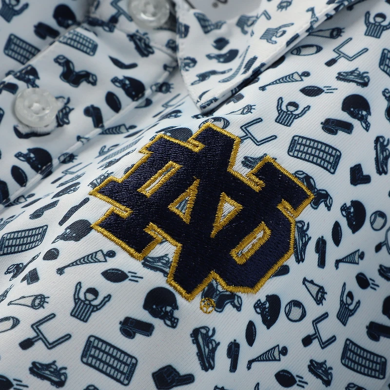 Toddler Garb White/Navy Notre Dame Fighting Irish Tom Allover Print Performance Polo