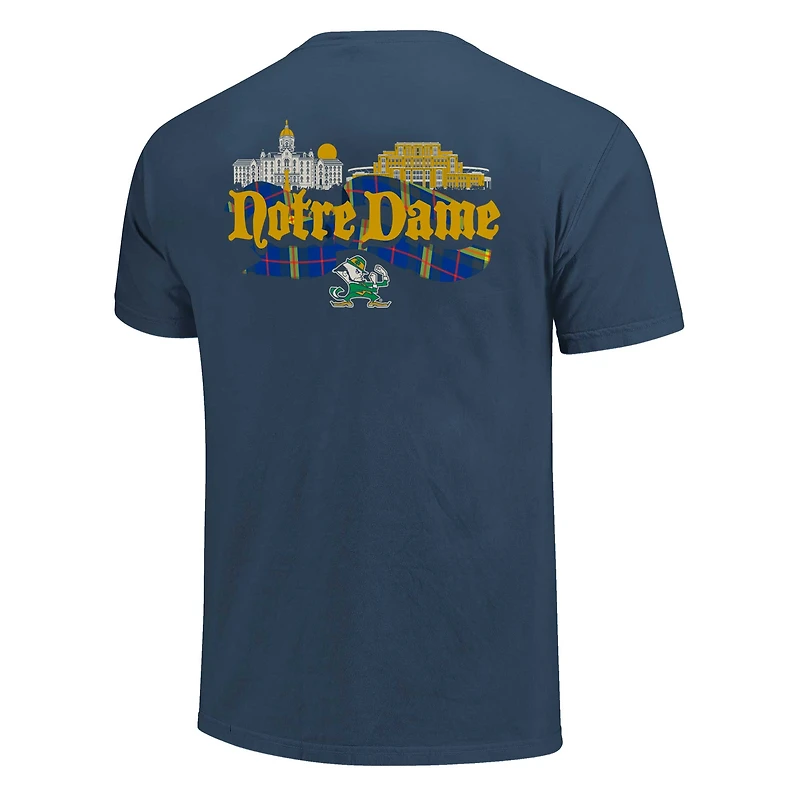 T-shirt unisexe bleu marine Notre Dame Fighting Irish Hyper Local Celtic Tartan Campus