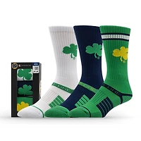 Lot de trois paires de chaussettes unisexes en tricot de qualité supérieure Strideline Notre Dame Fighting Irish