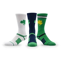 Lot de trois paires de chaussettes unisexes en tricot de qualité supérieure Strideline Notre Dame Fighting Irish