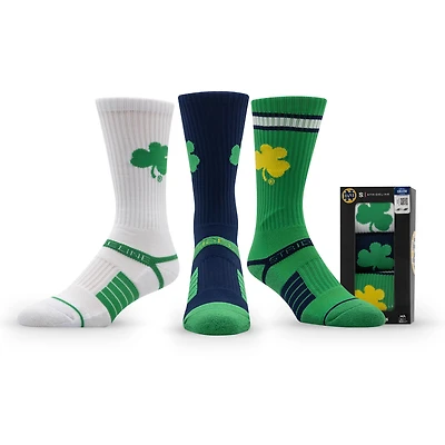 Lot de trois paires de chaussettes unisexes en tricot de qualité supérieure Strideline Notre Dame Fighting Irish