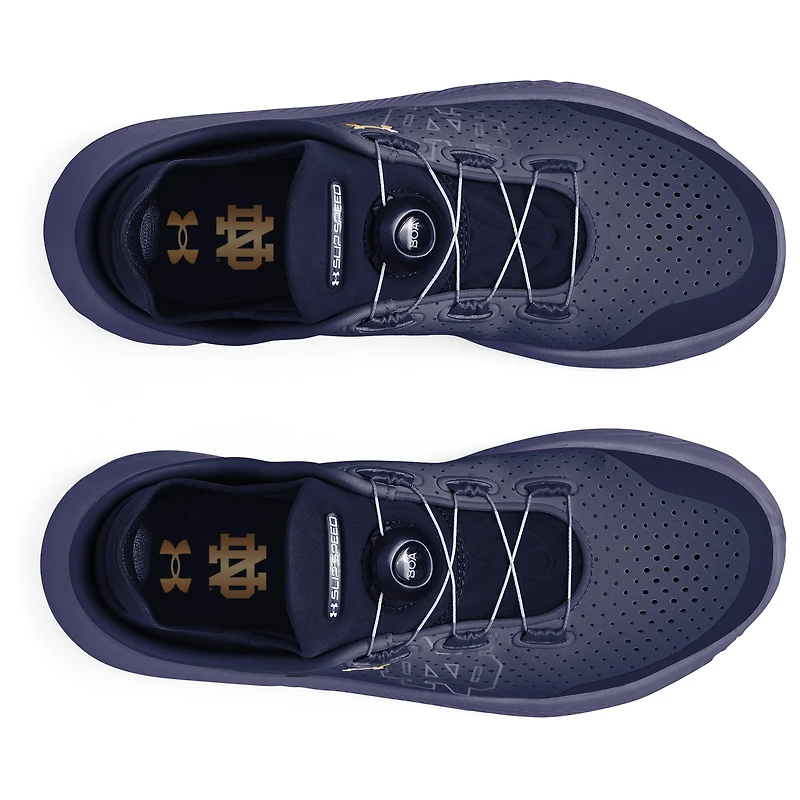 Chaussures de course unisexes Under Armour bleu marine Notre Dame Fighting Irish SlipSpeed