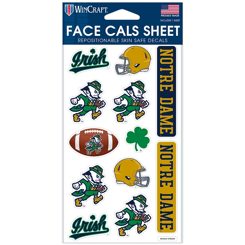 Feuille de tatouages ​​sans eau WinCraft Notre Dame Fighting Irish 4" x 7"