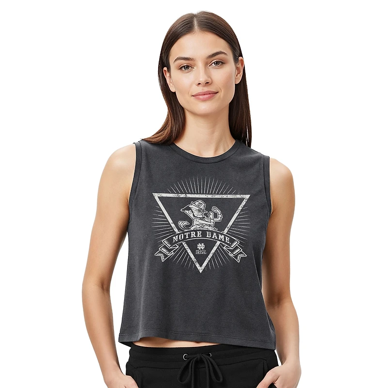 Women's Concepts Sport Charcoal Notre Dame Fighting Irish Distressed Market French Terry Tank Top