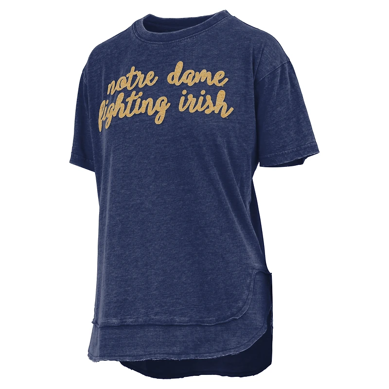 T-shirt poncho bleu marine Pressbox pour femme de Notre Dame Fighting Irish