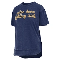 T-shirt poncho bleu marine Pressbox pour femme de Notre Dame Fighting Irish