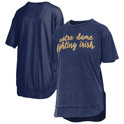 T-shirt poncho bleu marine Pressbox pour femme de Notre Dame Fighting Irish