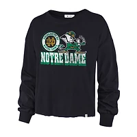 Women's '47 Navy Notre Dame Fighting Irish Bottom Line Parkway Long Sleeve High Waist T-Shirt