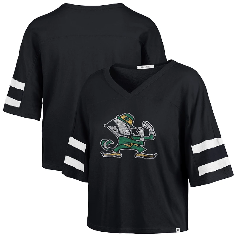 T-shirt décontracté à manches dolman et rayures bleu marine pour femme, modèle « 47 » des Fighting Irish de Notre Dame.