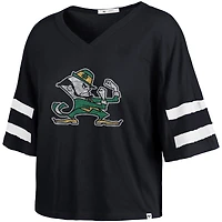 T-shirt décontracté à manches dolman et rayures bleu marine pour femme, modèle « 47 » des Fighting Irish de Notre Dame.