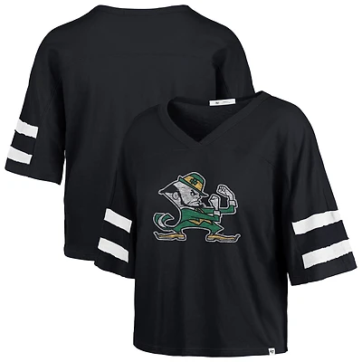 T-shirt décontracté à manches dolman et rayures bleu marine pour femme, modèle « 47 » des Fighting Irish de Notre Dame.