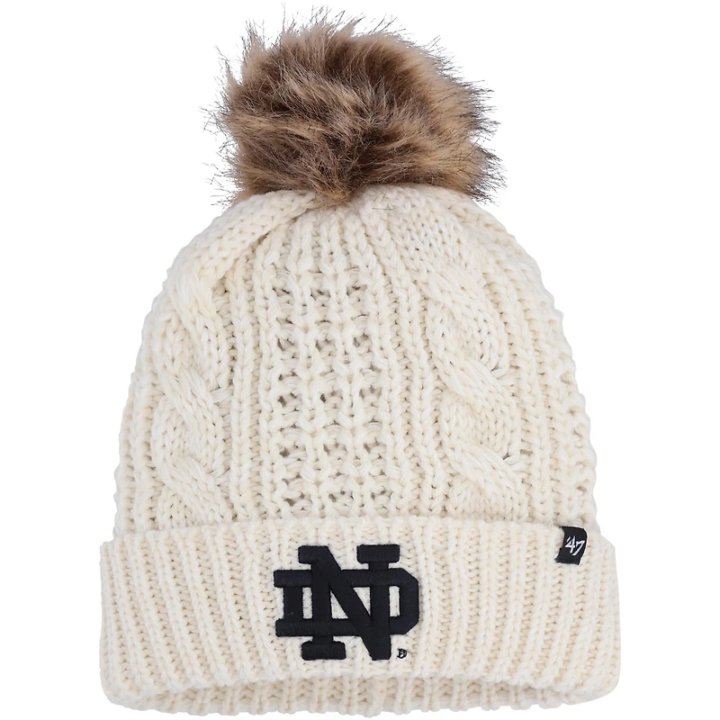 Women's '47 White Notre Dame Fighting Irish Meeko Cuffed Knit Hat with Pom
