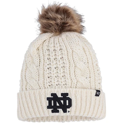 Women's '47 White Notre Dame Fighting Irish Meeko Cuffed Knit Hat with Pom