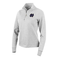Women's Antigua Heather Gray Notre Dame Fighting Irish Action Quarter-Zip Pullover Sweatshirt