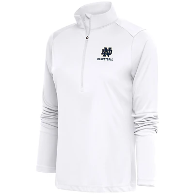 Pull-over demi-zippé blanc Antigua pour femme, hommage aux Fighting Irish de Notre Dame, basketball