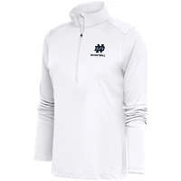 Pull-over demi-zippé blanc Antigua pour femme, hommage aux Fighting Irish de Notre Dame, basketball