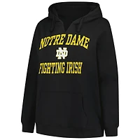 Women's Champion Black Notre Dame Fighting Irish Plus Heart & Soul Notch Neck Pullover