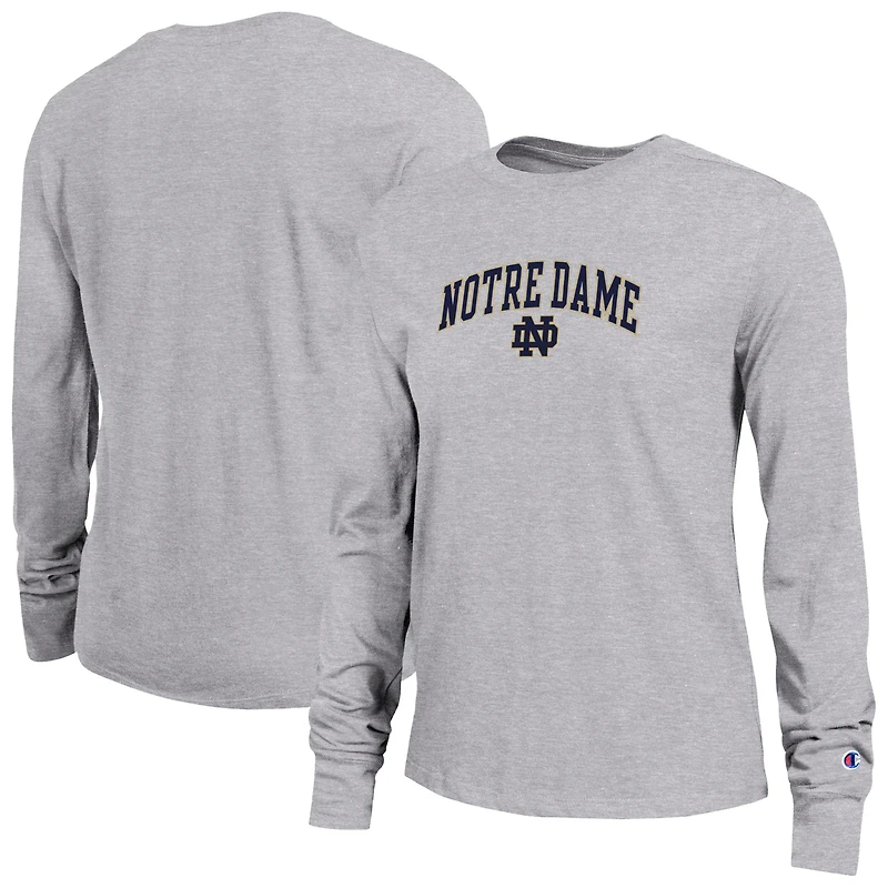 Women's Champion Gray Notre Dame Fighting Irish Arch Over Logo Long Sleeve T-Shirt