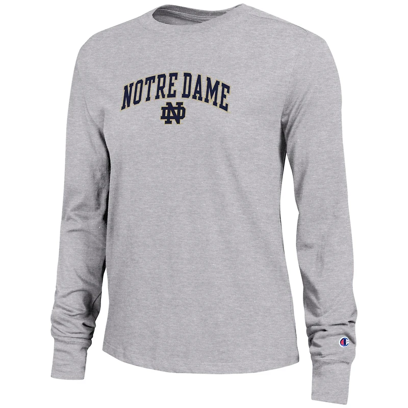 Women's Champion Gray Notre Dame Fighting Irish Arch Over Logo Long Sleeve T-Shirt