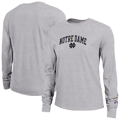 Women's Champion Gray Notre Dame Fighting Irish Arch Over Logo Long Sleeve T-Shirt