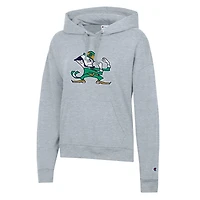Women's Champion  Heather Gray Notre Dame Fighting Irish Logo Powerblend Fleece Hoodie