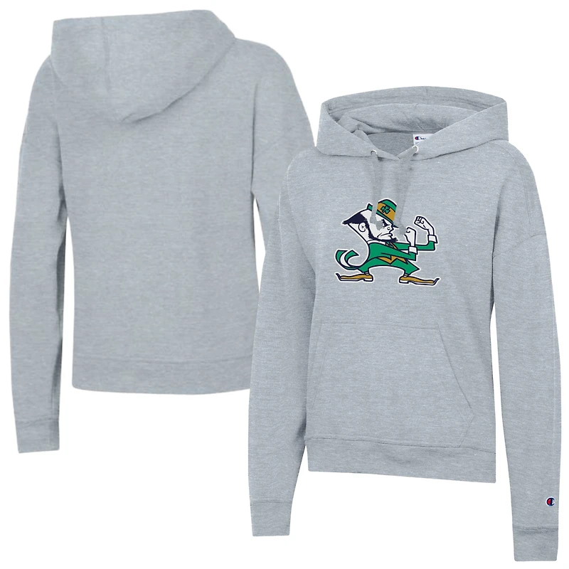 Sweat à capuche en polaire Powerblend gris chiné pour femme, logo Notre Dame Fighting Irish.