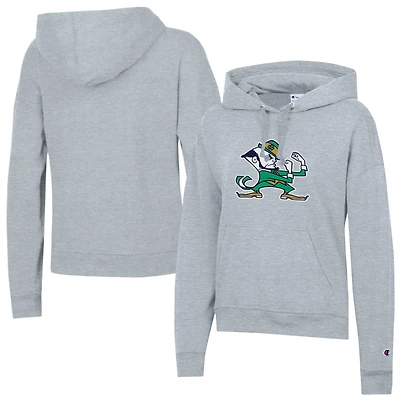 Sweat à capuche en polaire Powerblend gris chiné pour femme, logo Notre Dame Fighting Irish.