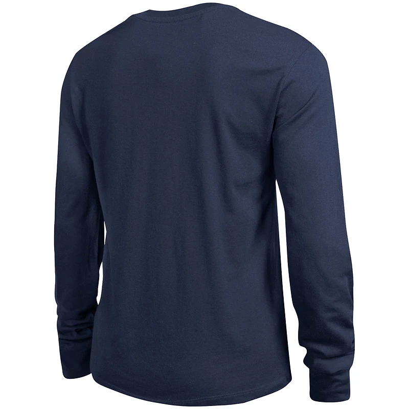 T-shirt à manches longues bleu marine avec logo Arch Over de Notre Dame Fighting Irish pour femme