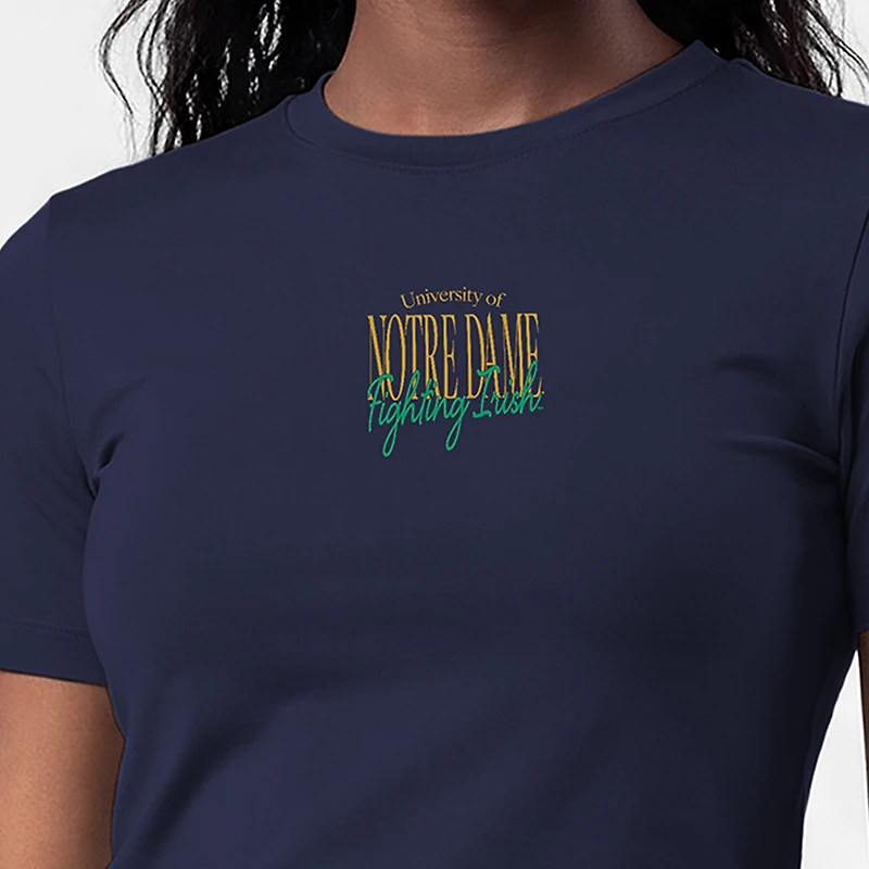 Women's Champion  Navy Notre Dame Fighting Irish Athletic Soft-Touch Fitted T-Shirt