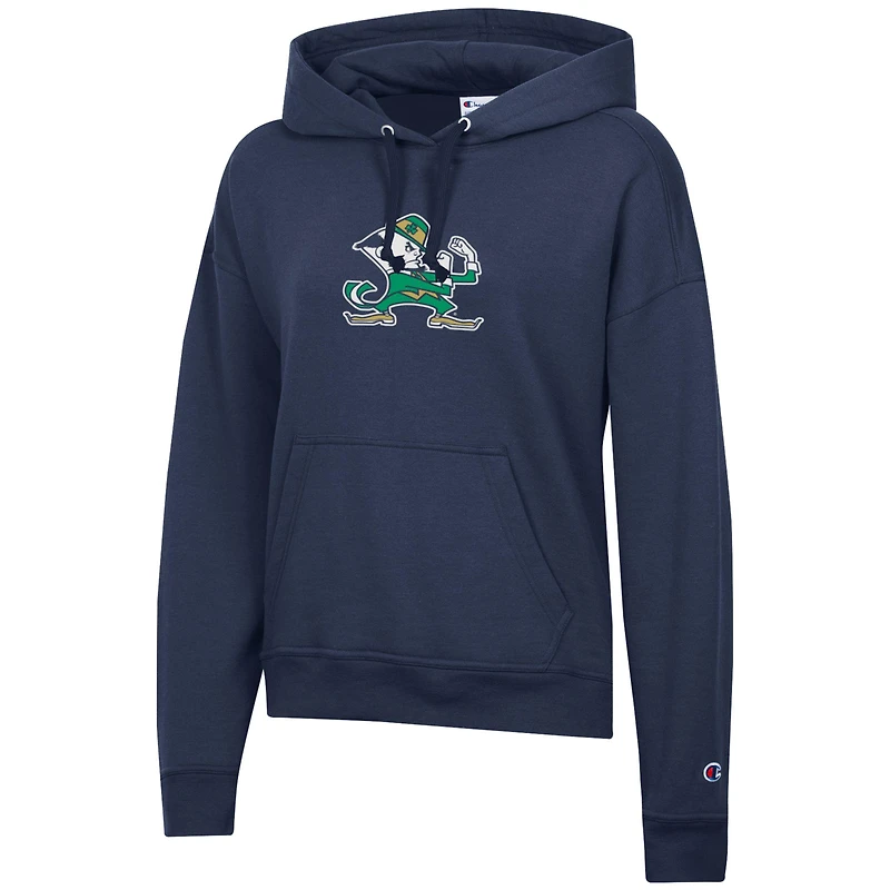 Women's Champion Navy Notre Dame Fighting Irish Powerblend Fleece Pullover Hoodie
