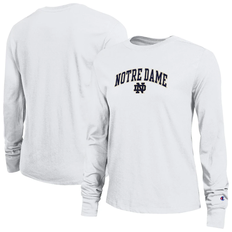 Women's Champion Navy Notre Dame Fighting Irish Arch Over Logo Long Sleeve T-Shirt