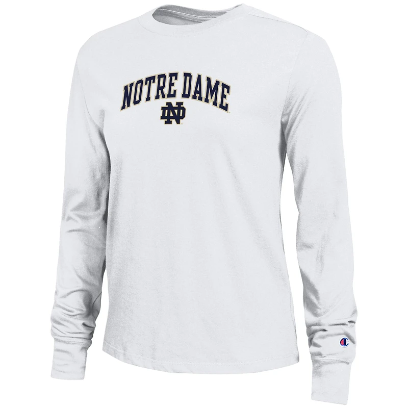 Women's Champion White Notre Dame Fighting Irish Arch Over Logo Long Sleeve T-Shirt