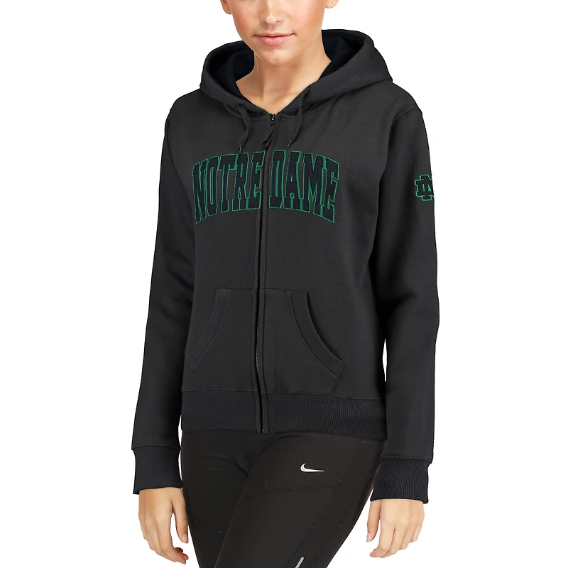 Women's Charcoal Notre Dame Fighting Irish Arched Name Full Zip Hoodie