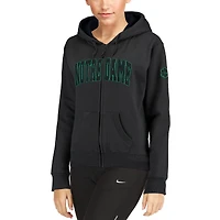 Women's Charcoal Notre Dame Fighting Irish Arched Name Full Zip Hoodie