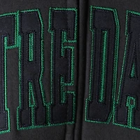Sweat à capuche zippé pour femme, couleur anthracite, avec inscription en arc de cercle « Notre Dame Fighting Irish ».