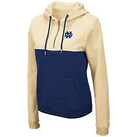 Sweat à capuche demi-zip léger pour femme Colosseum Gold/Navy Notre Dame Fighting Irish Aidan