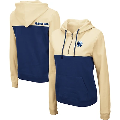 Sweat à capuche demi-zip léger pour femme Colosseum Gold/Navy Notre Dame Fighting Irish Aidan