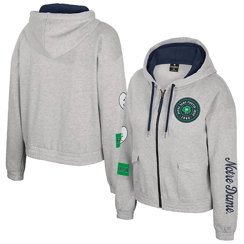 Women's Colosseum Gray Notre Dame Fighting Irish Alfie Full-Zip Hoodie Jacket