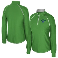 Haut Bikram raglan vert Colosseum pour femme, motif Fighting Irish de Notre Dame, à fermeture éclair quart tour