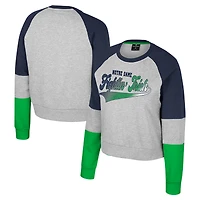 Sweat-shirt à col rond et strass Katinka pour femme Colosseum Heather Grey Notre Dame Fighting Irish