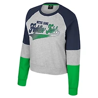 Sweat-shirt à col rond et strass Katinka pour femme Colosseum Heather Grey Notre Dame Fighting Irish