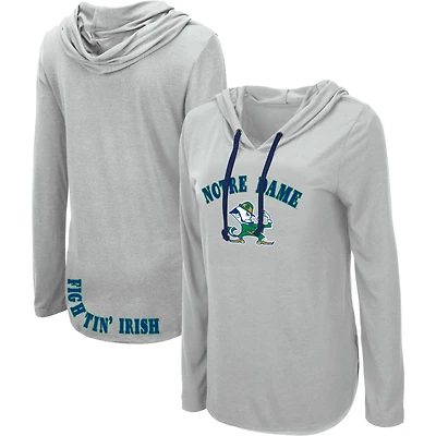 Colisée gris chiné pour femme Notre Dame Fighting Irish My Lover T-shirt léger à capuche manches longues