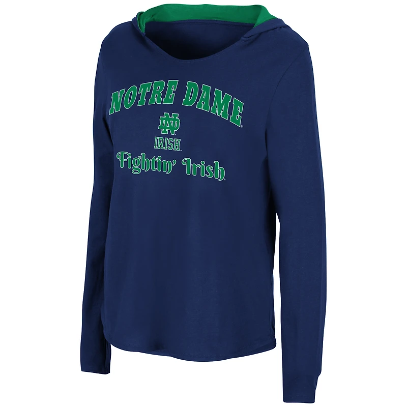 Colosseum Navy Notre Dame Fighting Irish Catalina Sweat à capuche T-shirt manches longues pour femme
