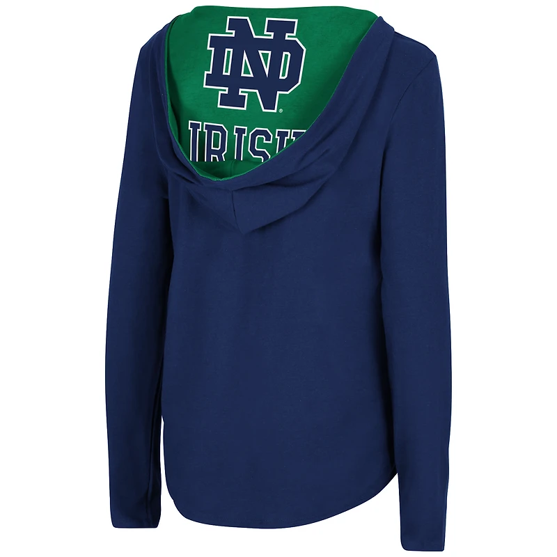 Colosseum Navy Notre Dame Fighting Irish Catalina Sweat à capuche T-shirt manches longues pour femme