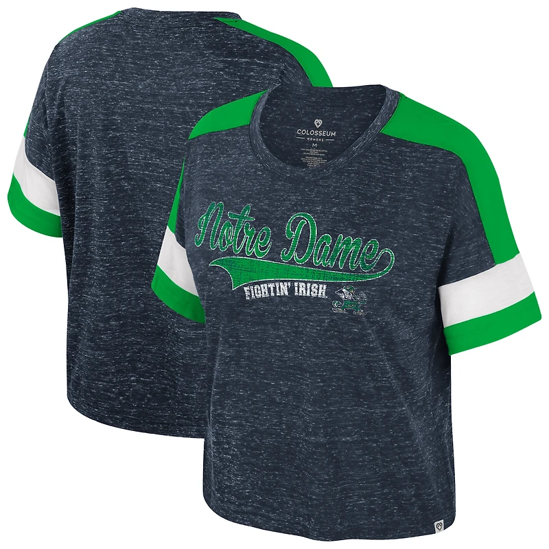 T-shirt à col rond et blocs de couleurs bleu marine Colosseum Notre Dame Fighting Irish pour femme