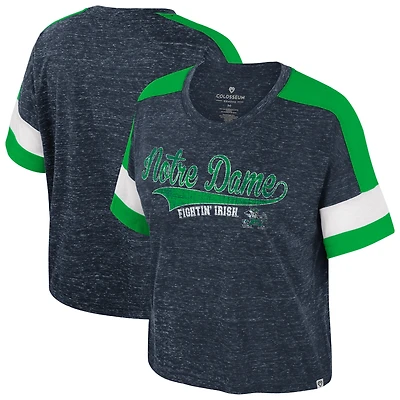T-shirt à col rond et blocs de couleurs bleu marine Colosseum Notre Dame Fighting Irish pour femme