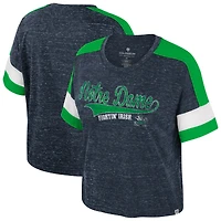 T-shirt à col rond et blocs de couleurs bleu marine Colosseum Notre Dame Fighting Irish pour femme